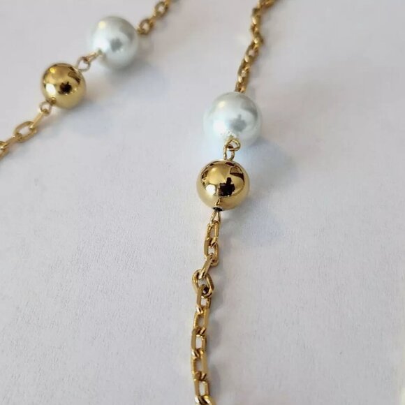 Tory Burch Lacquered Logo Convertible Rosary Necklace 36 in in Ivory NEW - Picture 6 of 11